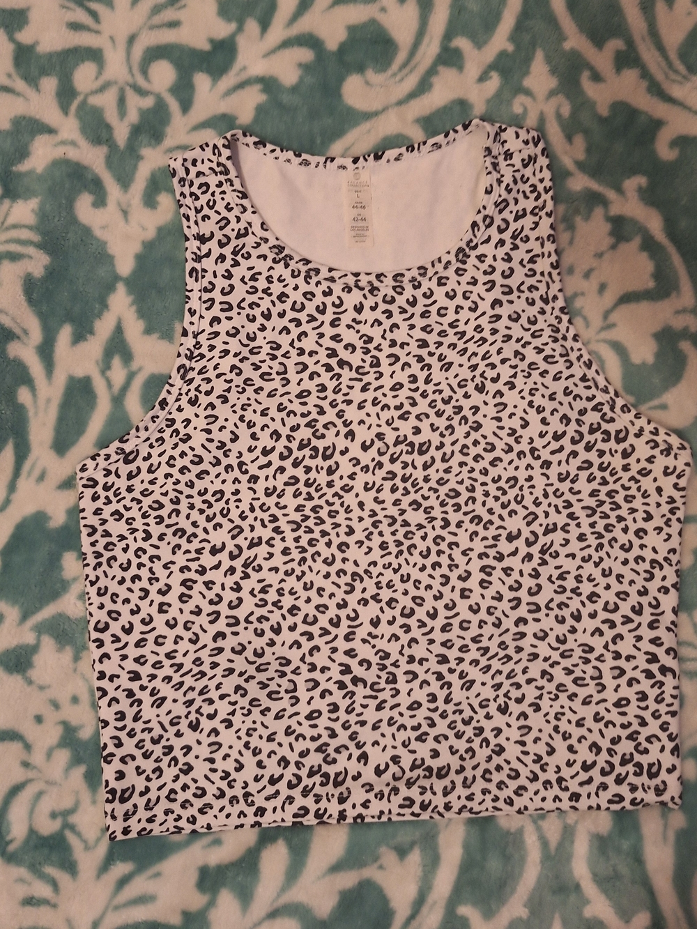 Athletic Black & White Leopard Crop Tank